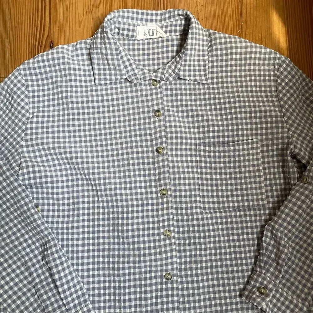 P.‎ Cill purple white check puckered button up SIZE S - Picture 6 of 6